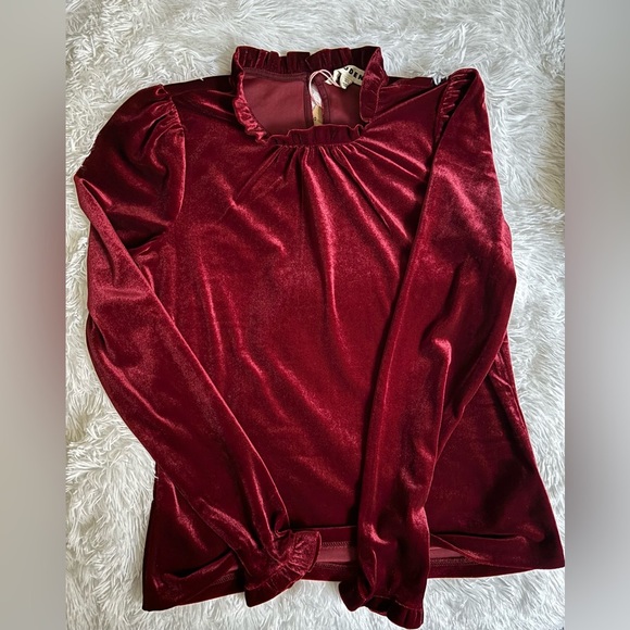 Boden Women’s Velvet Frill Neck Top - Picture 5 of 6